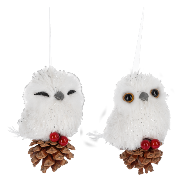 Snowy Owl Pincone Ornament