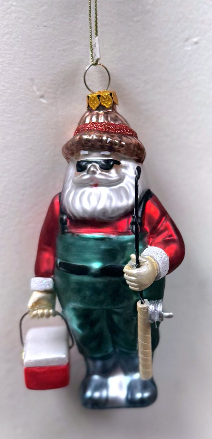 Fishing Santa - Glass Ornament