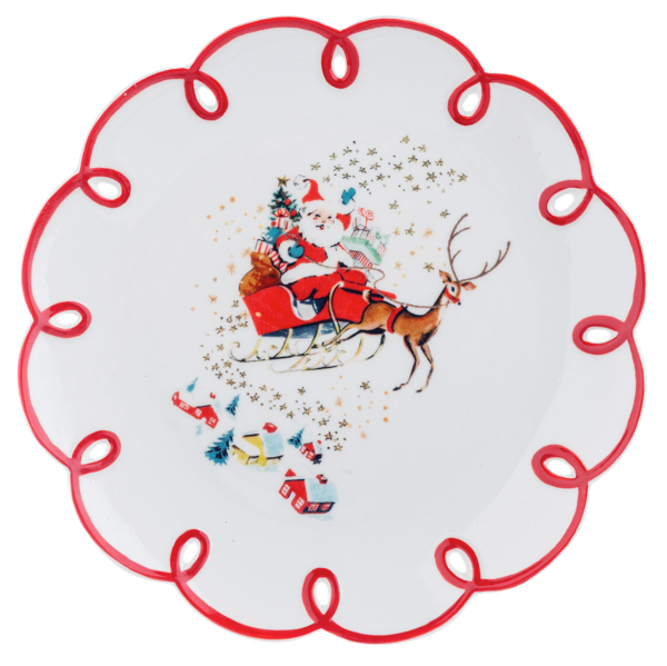 Retro Ceramic Santa Cookie Plate