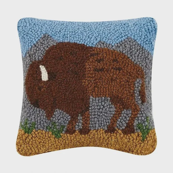 Buffalo Hooked Pillow