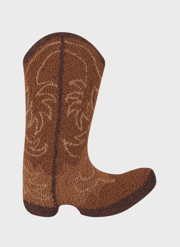 Brown Cowboy Boot Cutout Pillow