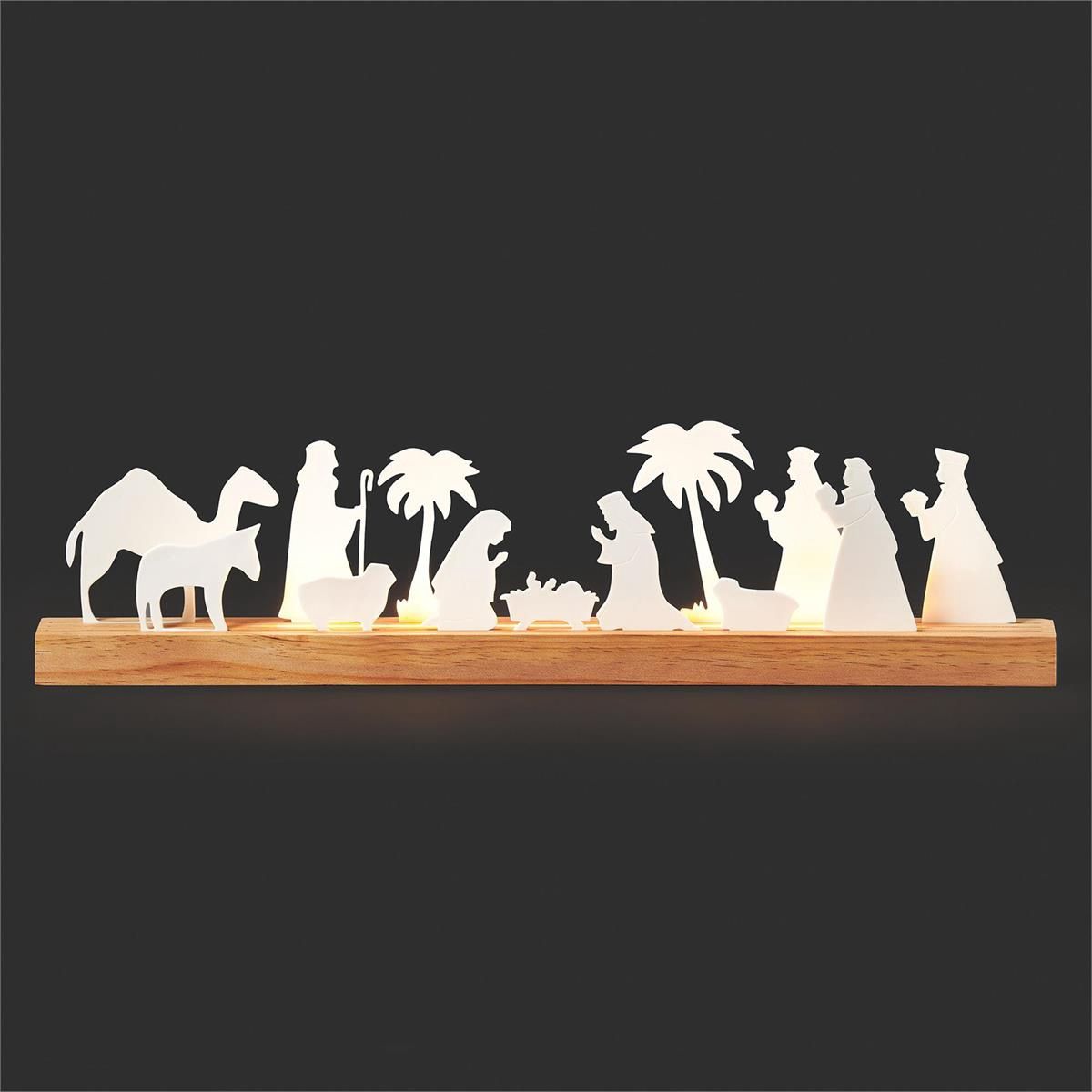 Lighted Nativity on a Wood Base