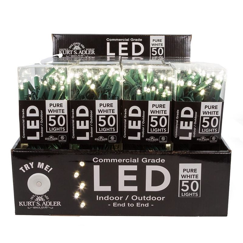 50 LED Pure White Light on Green Wire