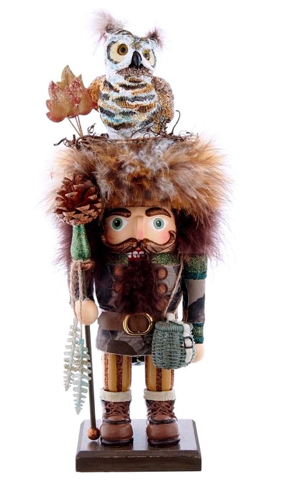 Bearded Woodsman - Nutcracker with Owl 16"