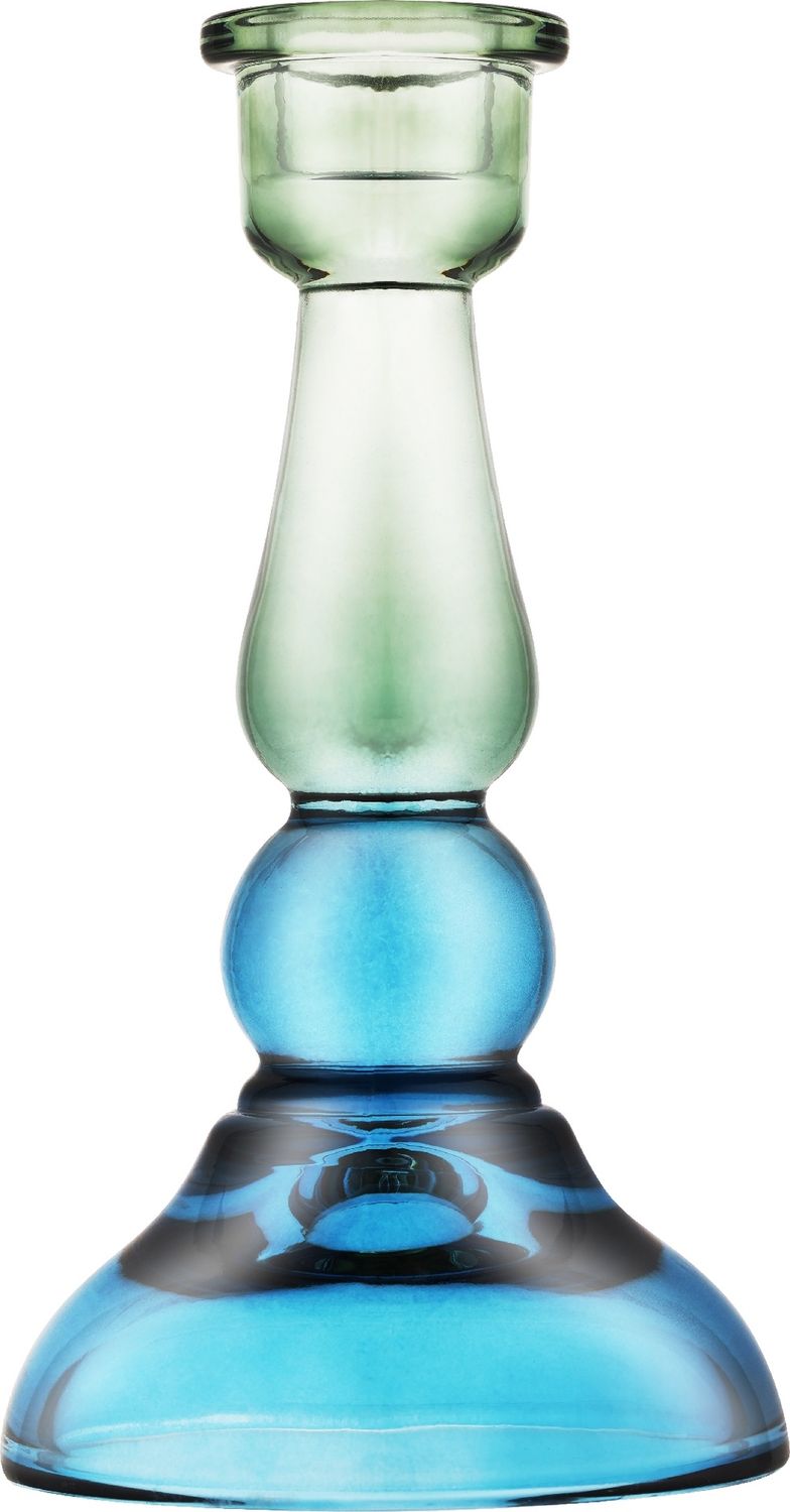 Tall Blue Glass Taper Holder