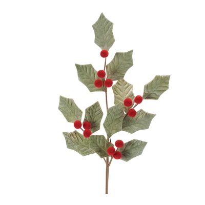 Holly Velvety Spray - Artificial