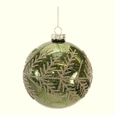 Glittery Pine - Glass Ball Ornament