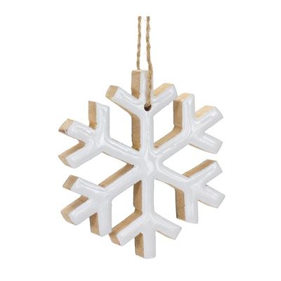 Wooden Snowflake - Enameled Ornament