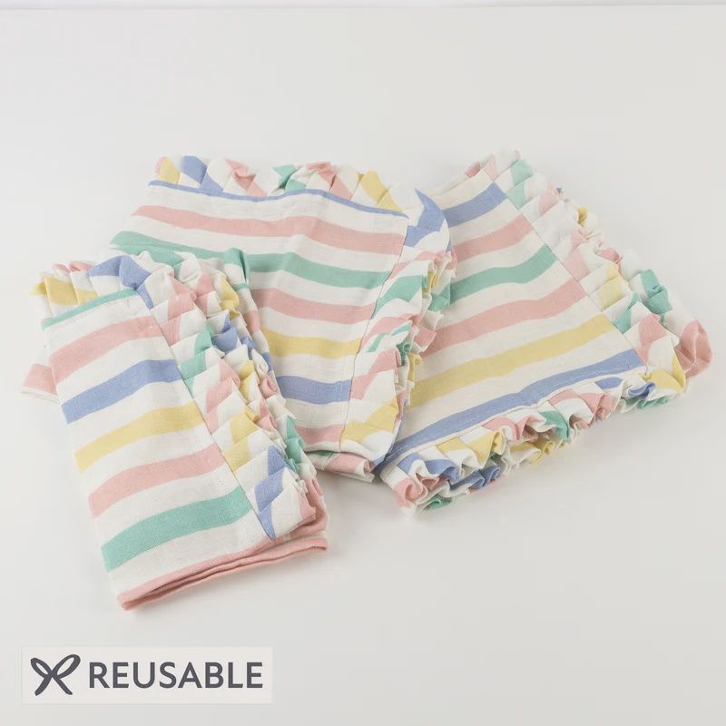 Ruffled Pastel Striped Napkins