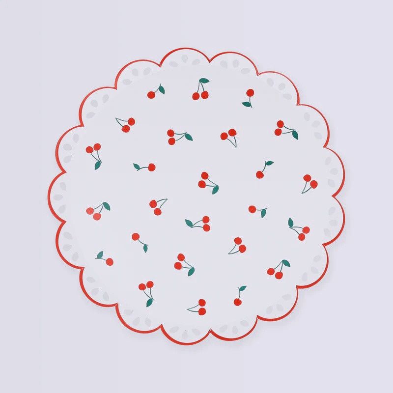 Sweet Cherry Scalloped Plate - 8 Paper Plates