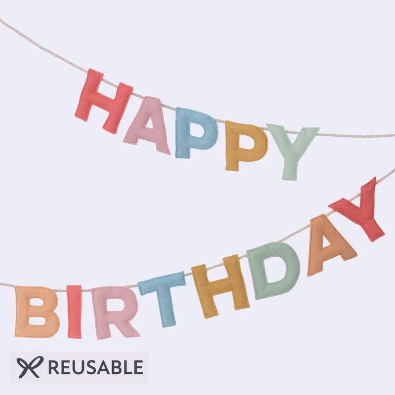 Happy Birthday - Reusable Felt Garland (Puffy Letters)