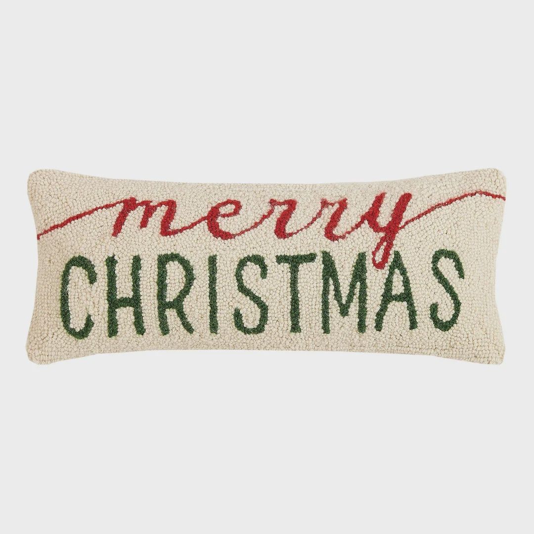 Merry Christmas Hooked Pillow