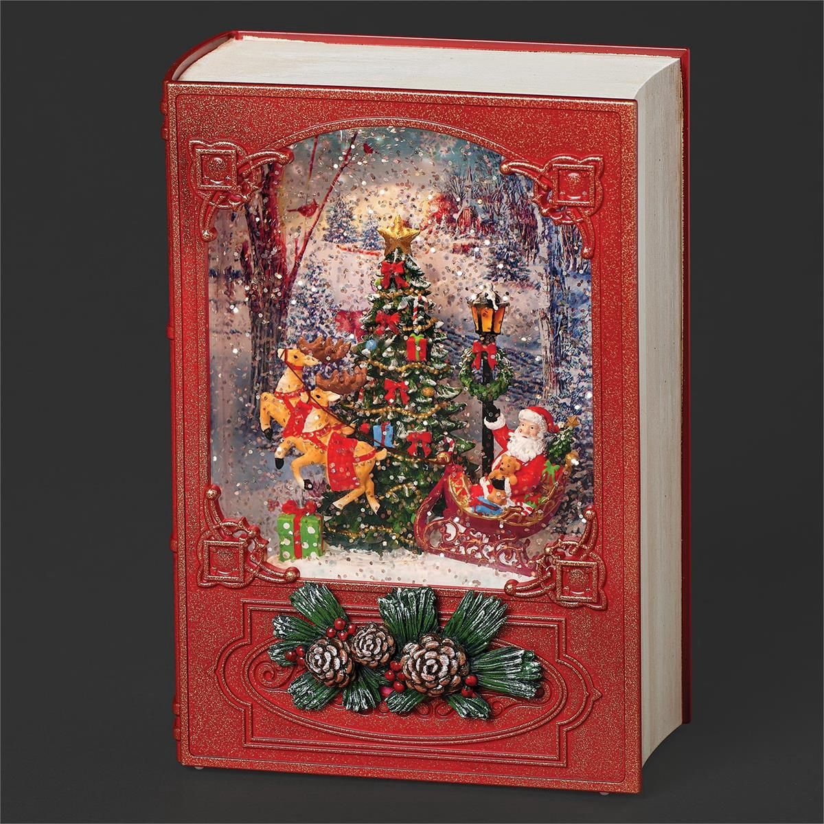 Lighted Santa Scene Swirl Book Lantern