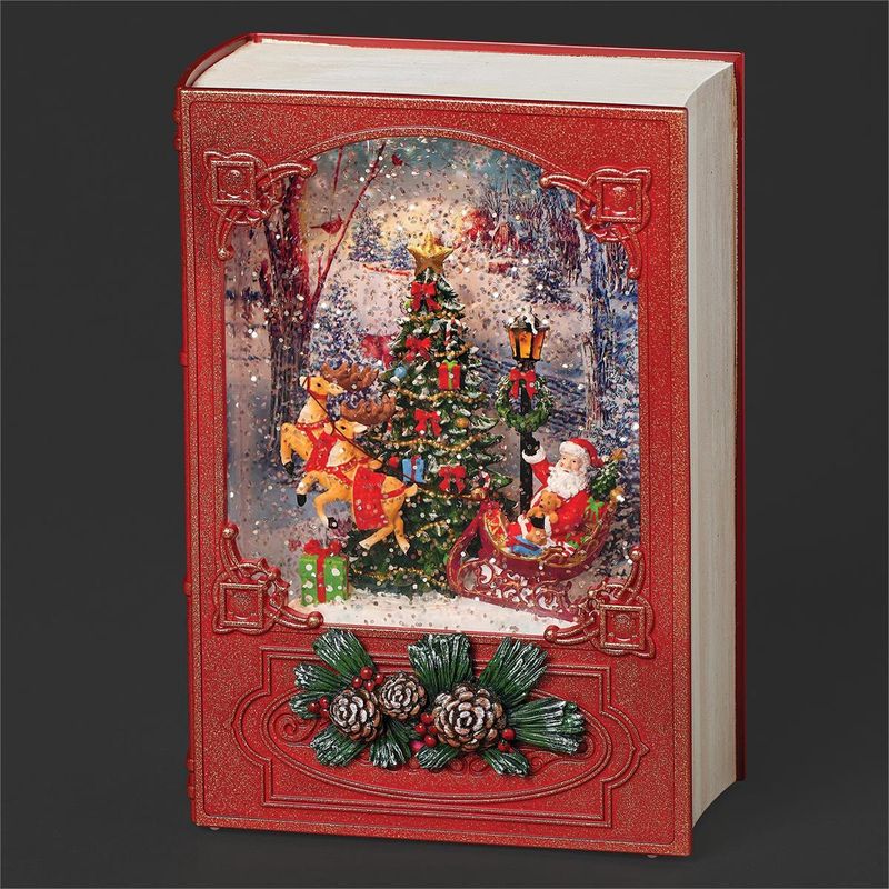 Lighted Santa Scene Swirl Book Lantern