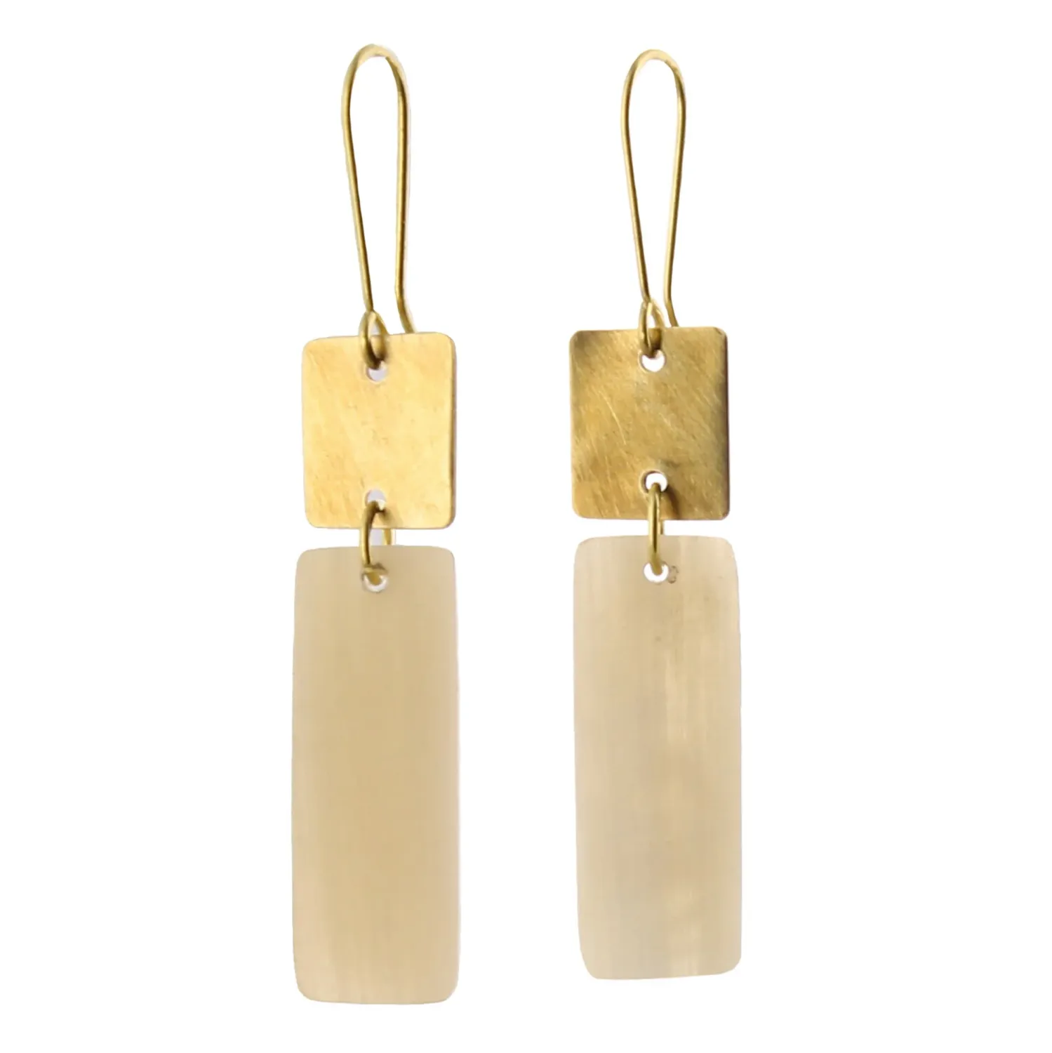 Brass Linked Square and Rectagle Earrings