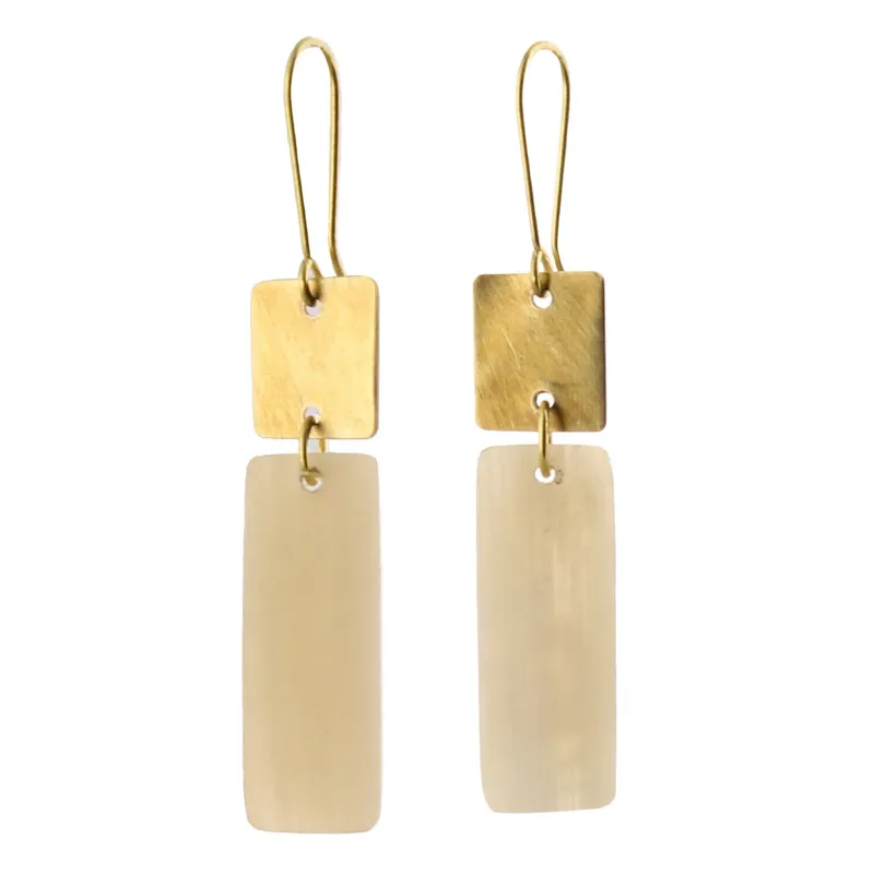 Brass Linked Square and Rectagle Earrings