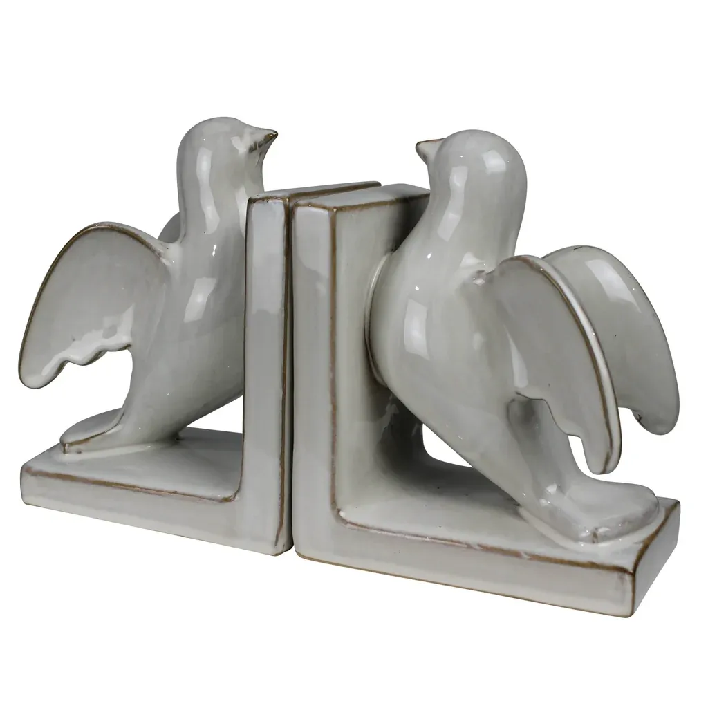 Ceramic Bird Bookends-Pair
