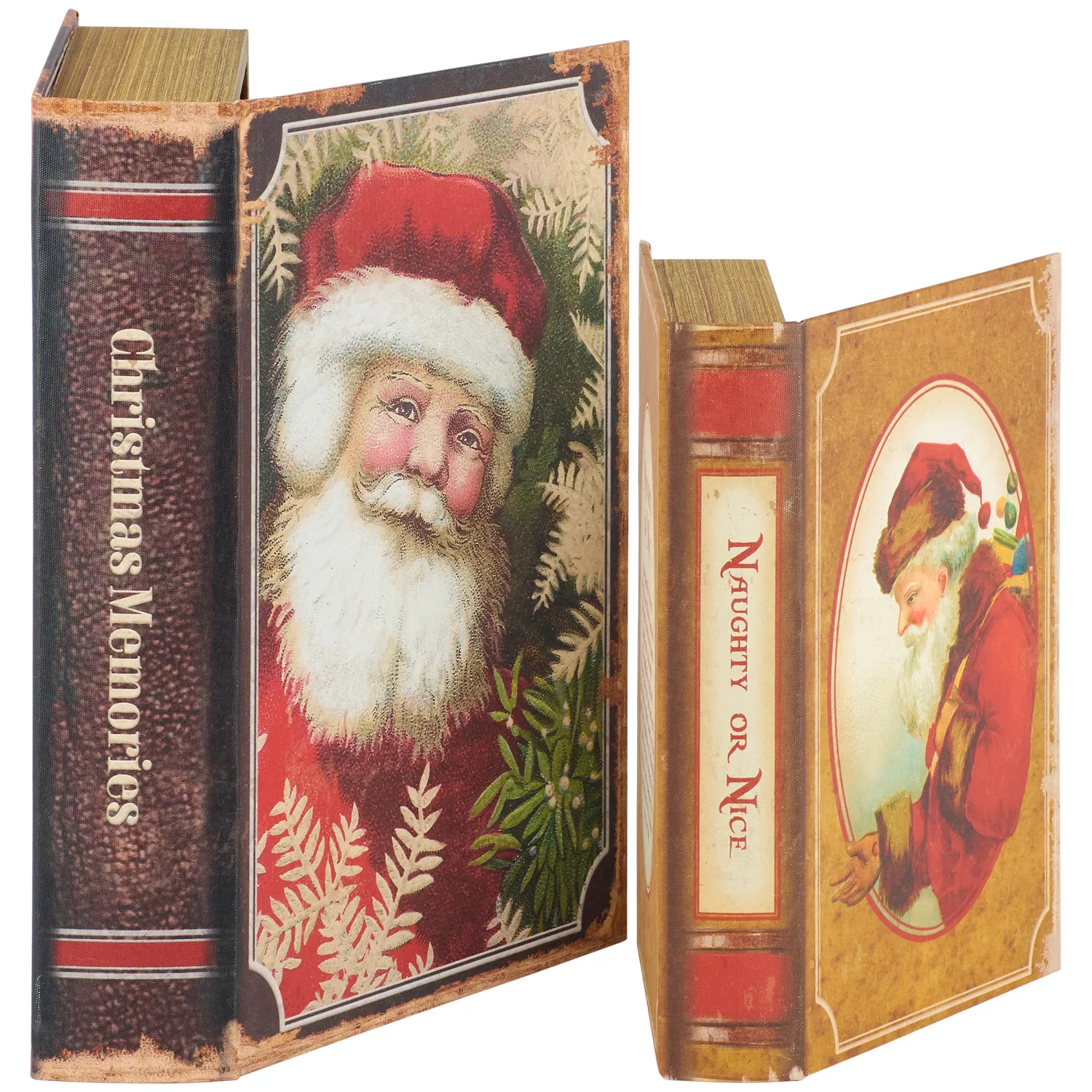Naughty or Nice Box Book, Size: Large Santa Face Box Book