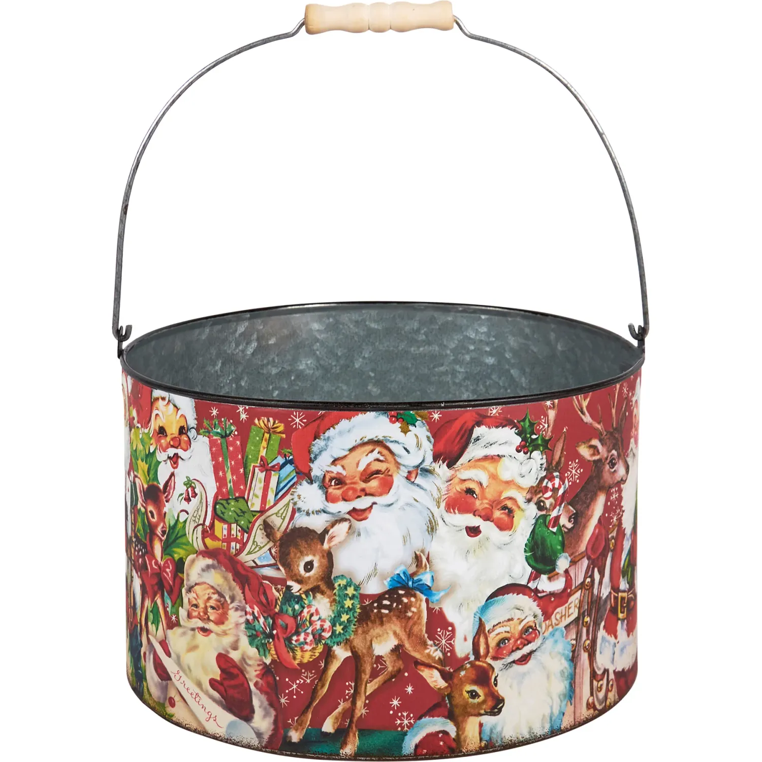 Vintage Santa Bucket - Indoor Use, Size: Lage