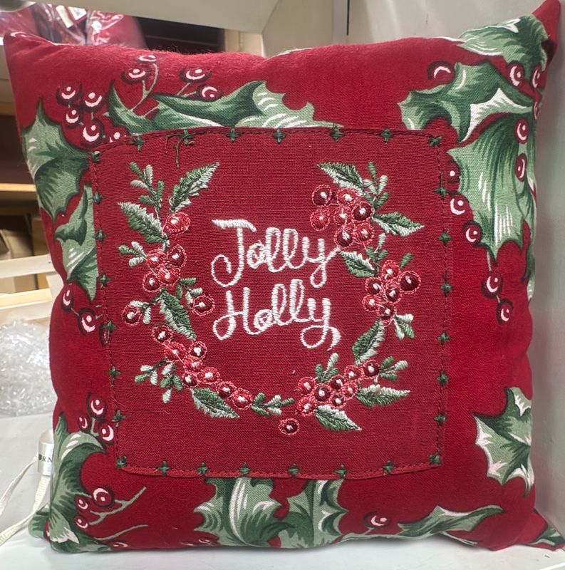 Jolly Holly Red Pillow
