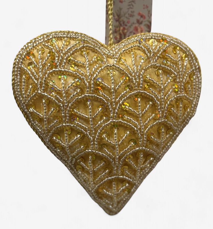 Gold Heart - Beaded Ornament