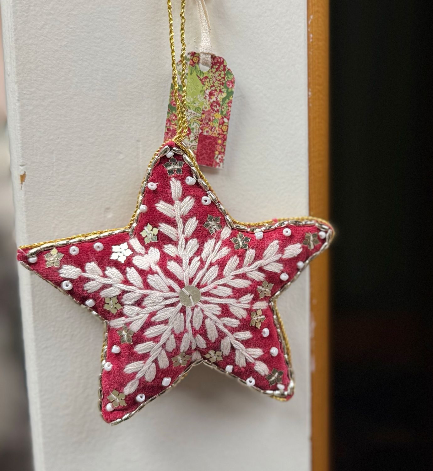 Embroidered Red Star Ornament