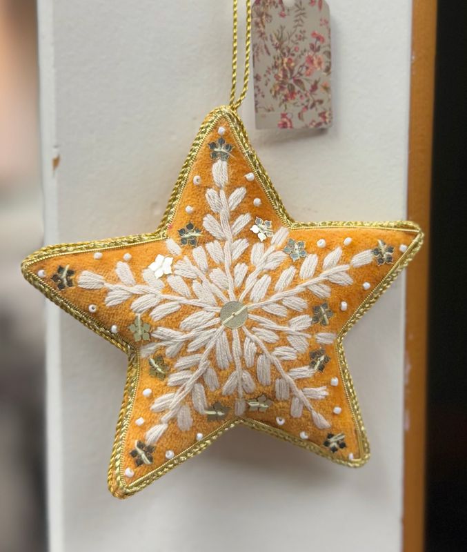 Embroidered Yellow Star Ornament