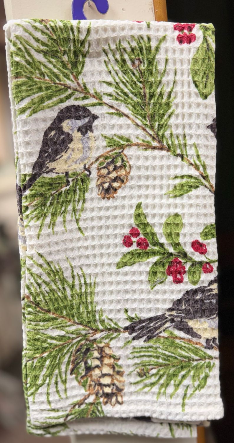 Ivory Chickadee Tea Towel