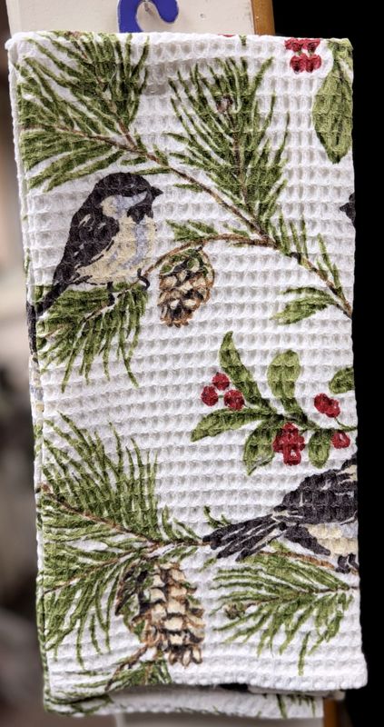 Ivory Tea Towel - Chickadee
