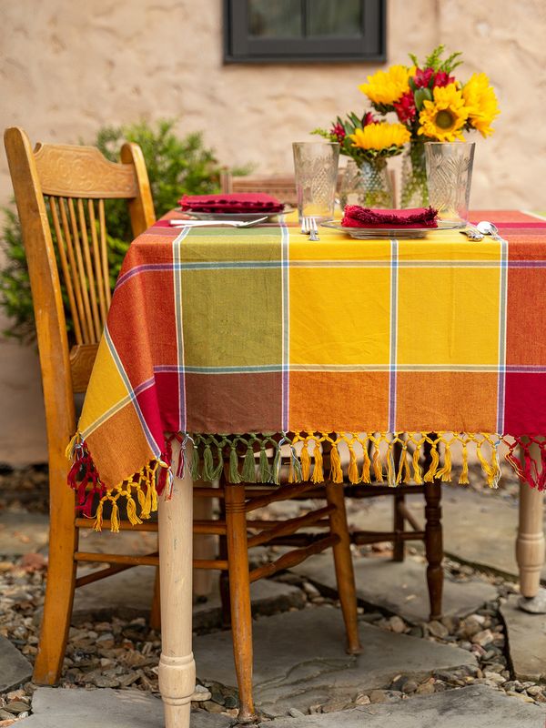 Colorblock Plaid Rectagle Tablecloth