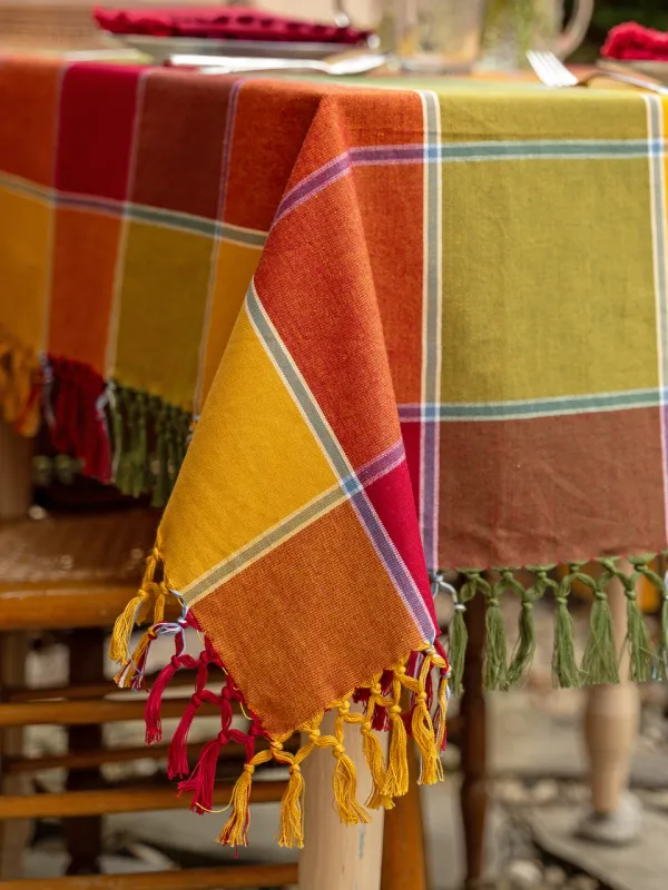 Colorblock Plaid Square Tablecloth