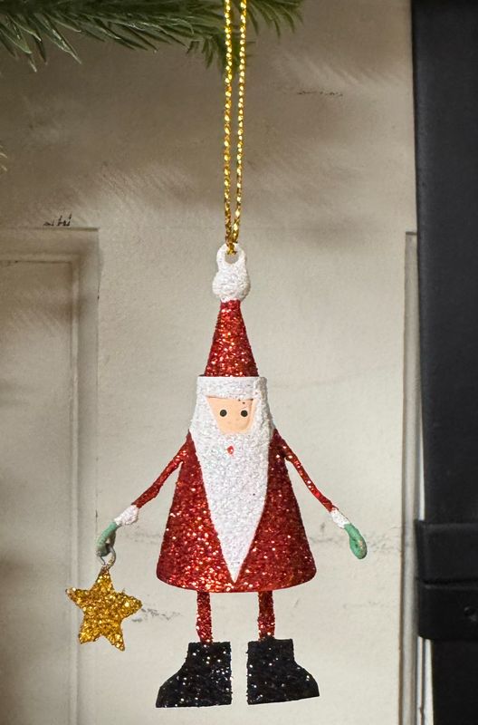 Tin Mini Santa w/Star Ornament