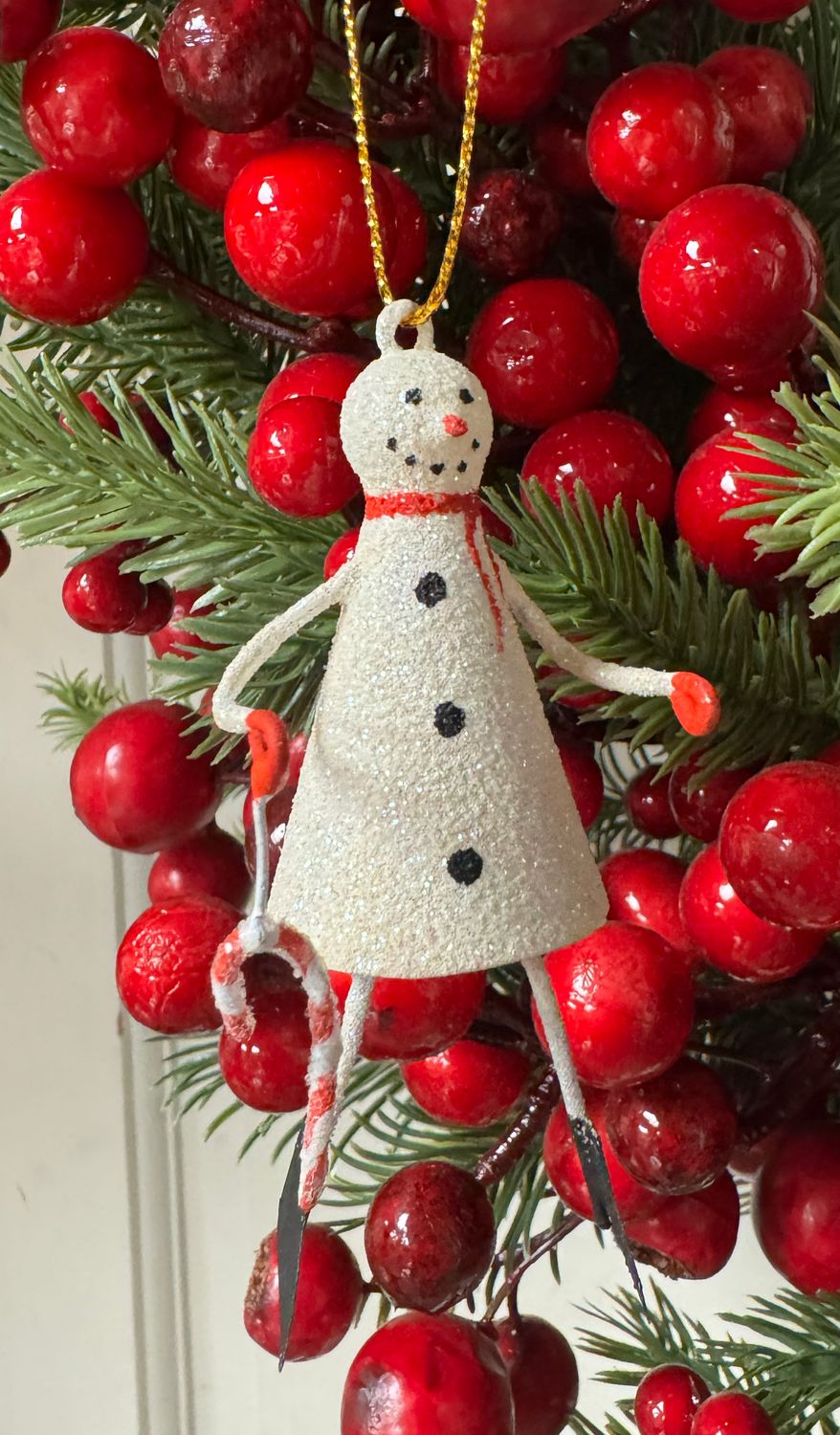 Tin Snowman w/Candy Cane Ornament