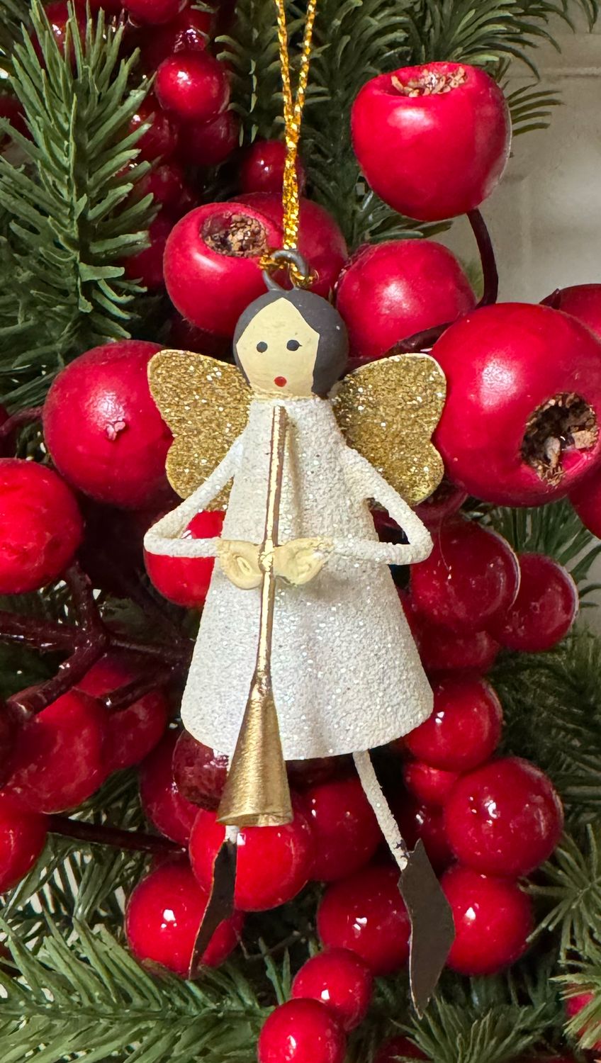 Tin Angel w/Trumpet Ornament
