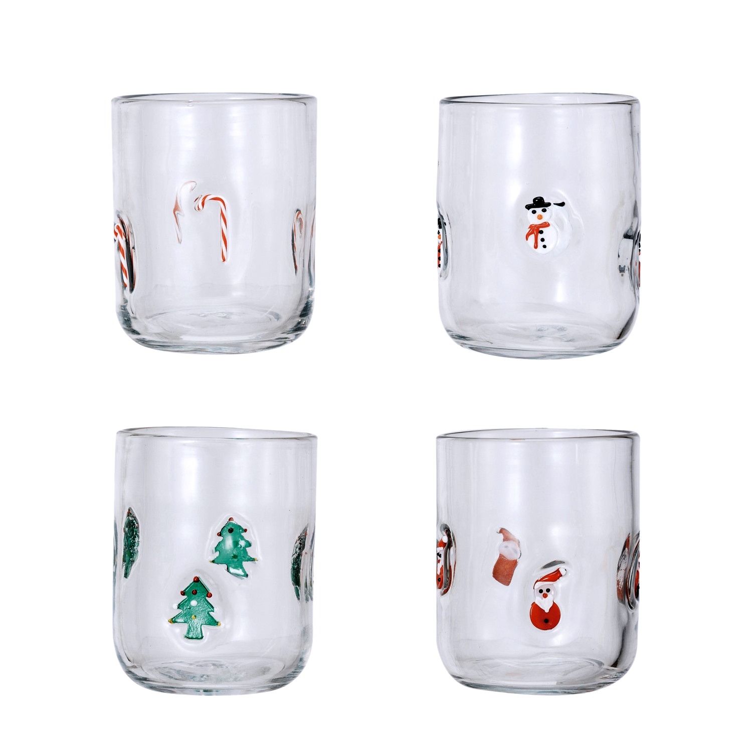 Holiday Drinking Glass - Embedded Holiday Icons