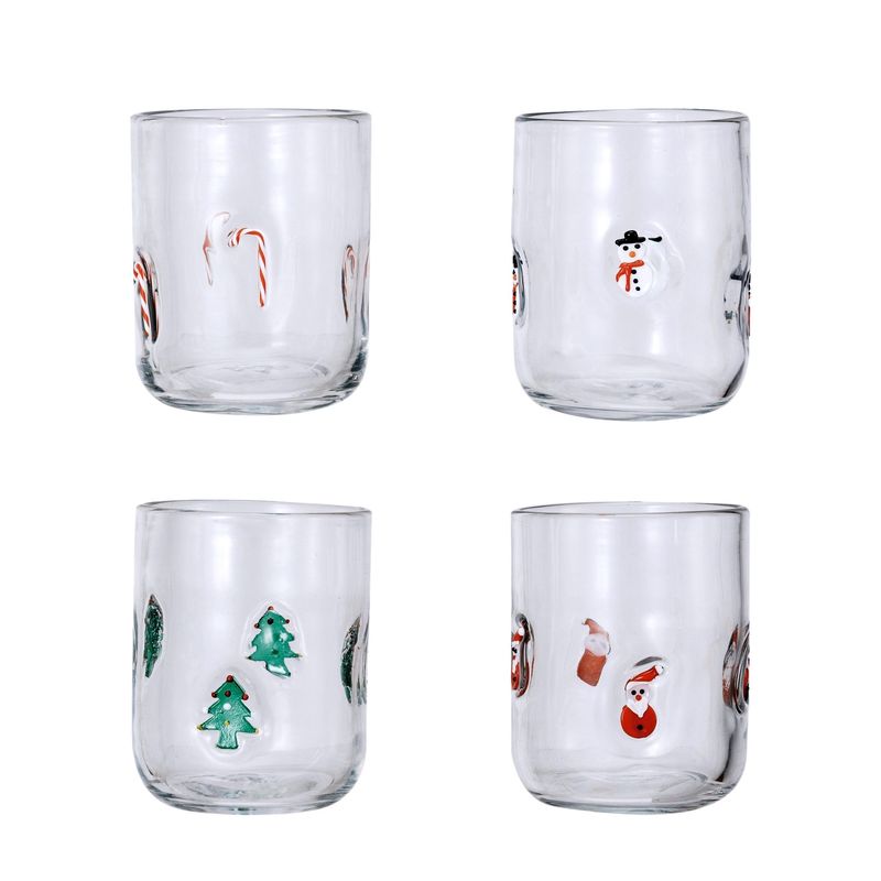 Holiday Drinking Glass - Embedded Holiday Icons