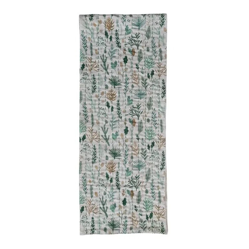 Cotton Table Runner w/Botanicals Pattern