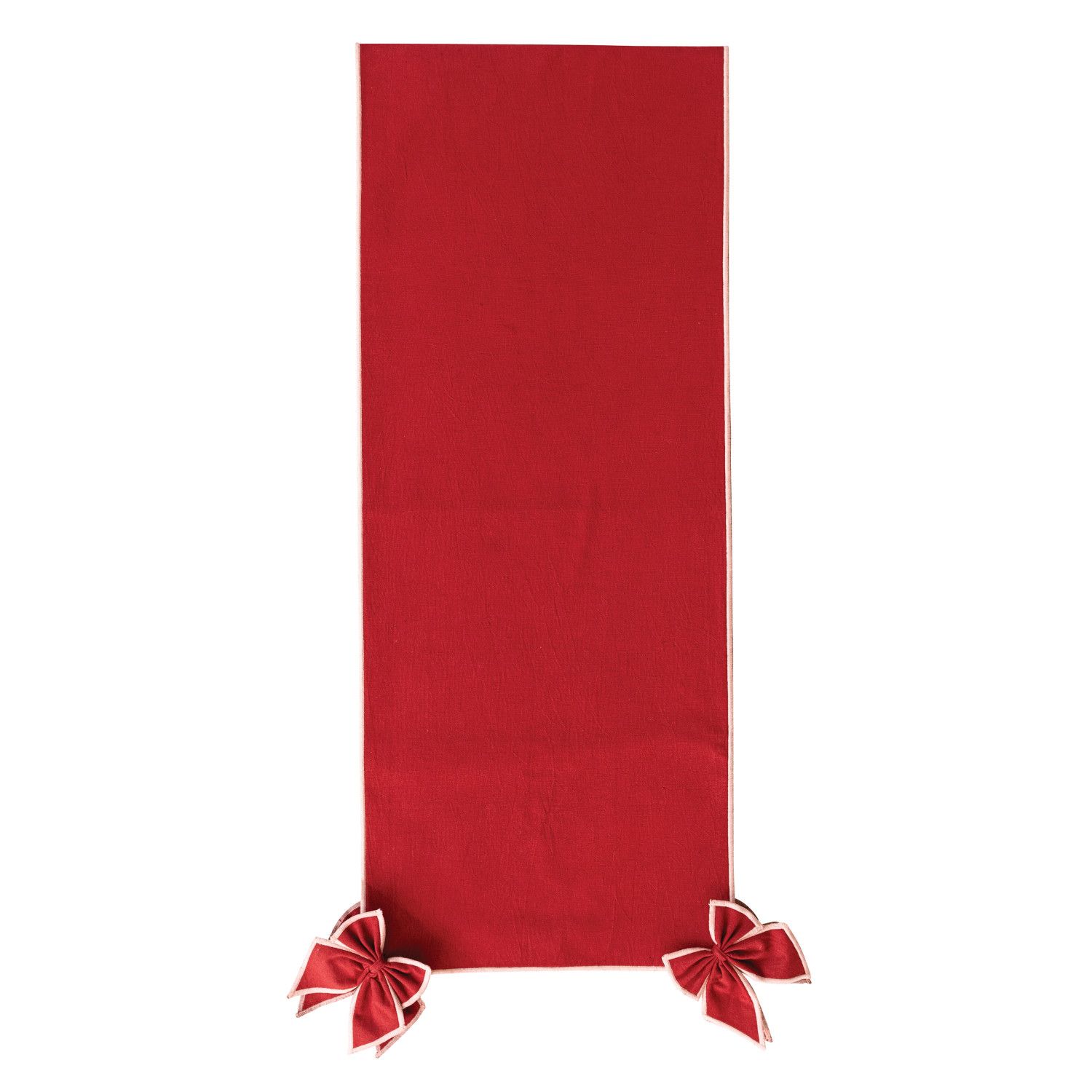 Detachable Bows &amp; Pink Stitched Edge Table Runner