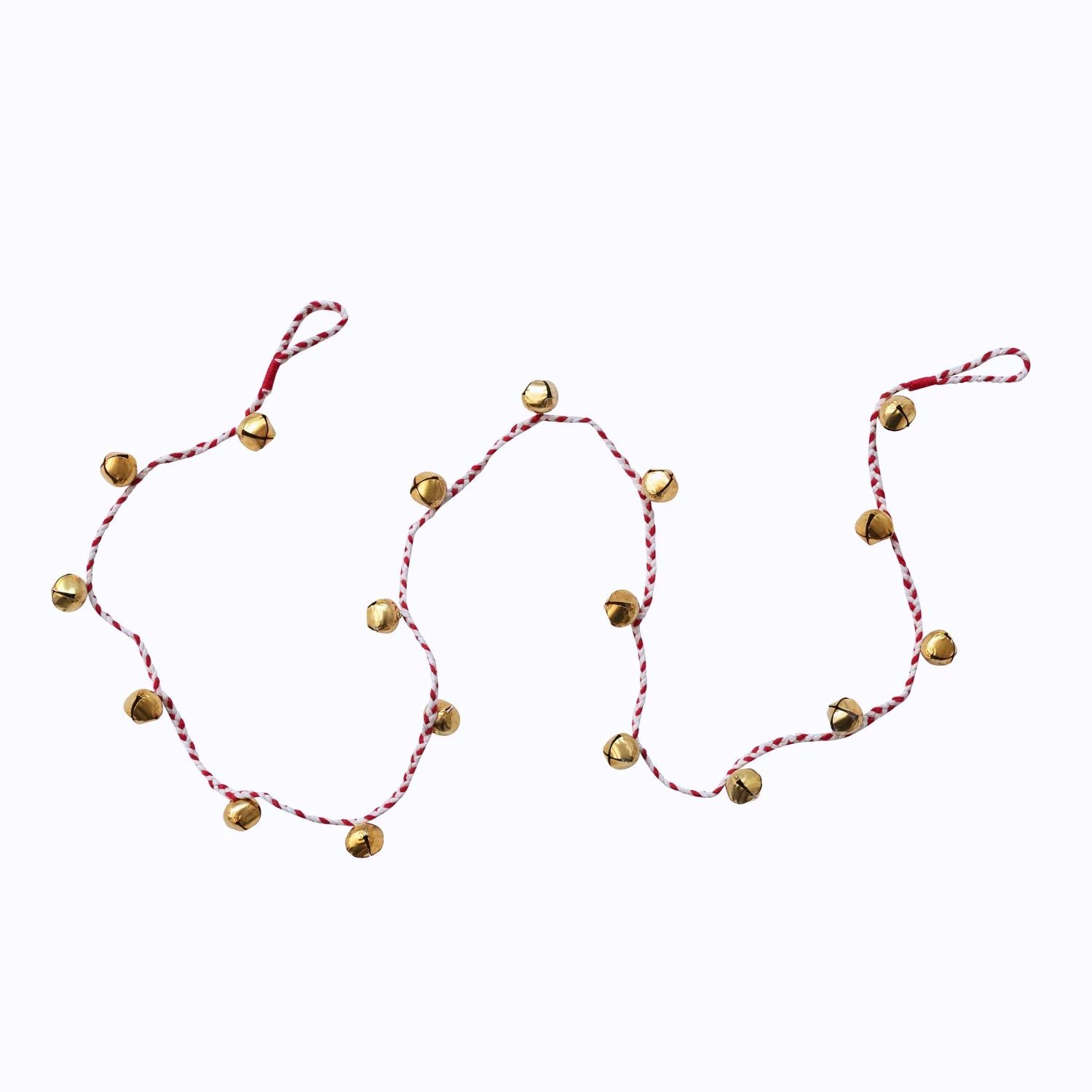 Old-Fashioned Jingle Bells Garland - Striped Cord