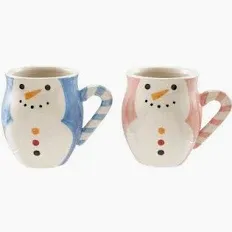Hand-Painted Candy Cane Snowman Mug