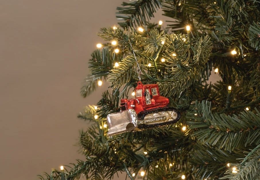 Red Excavator - Glass Ornament