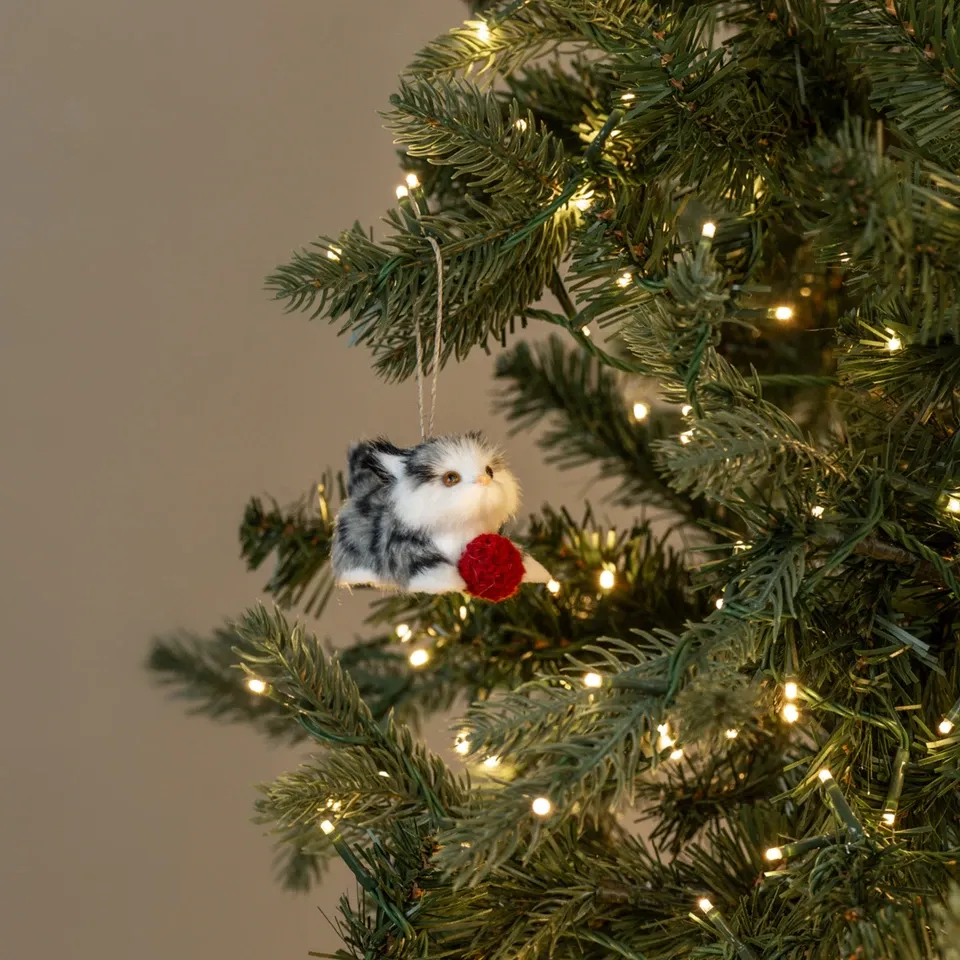 Playful Grey and White Kitten Ornament