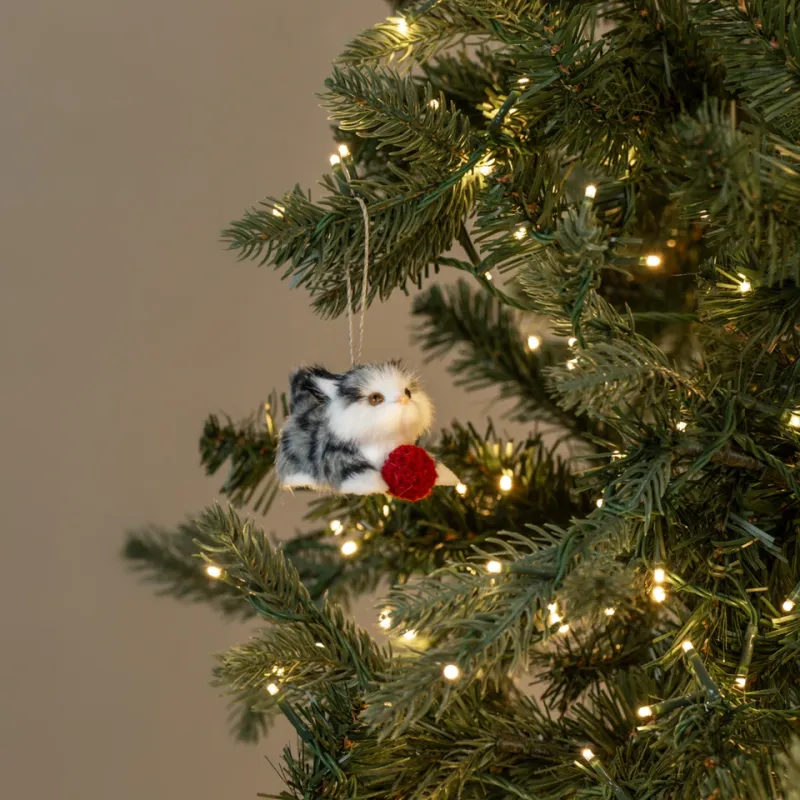 Playful Grey and White Kitten Ornament
