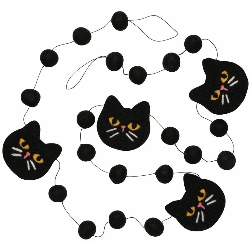 Black Felt Cat Garland