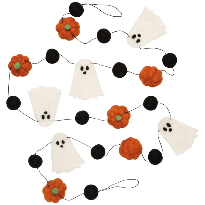 Ghost and Pumpkin Felt Garland