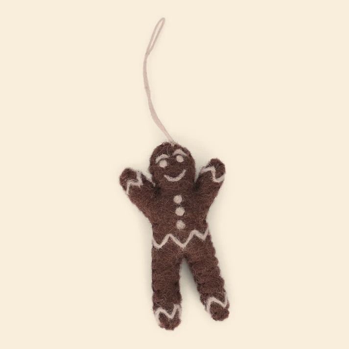 Gingerbread Man - Handmade Felt Ornament