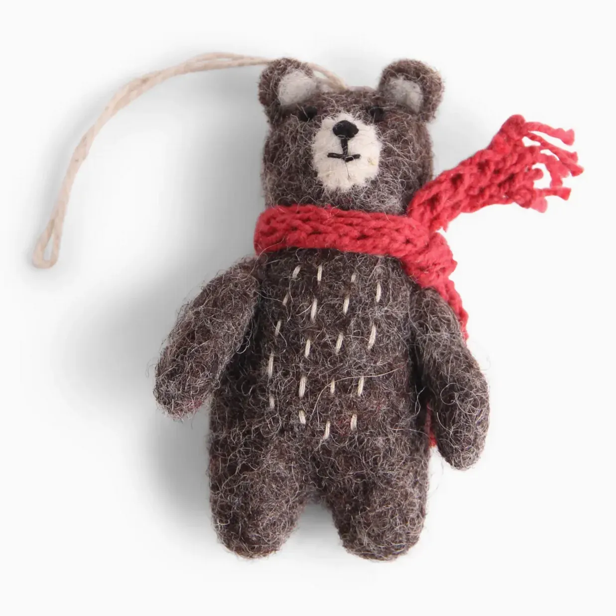 Mini Grey Bears w/ Red Scarf Ornament