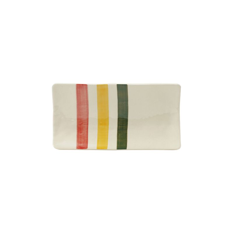 Hand-Painted Striped Stonware Platter