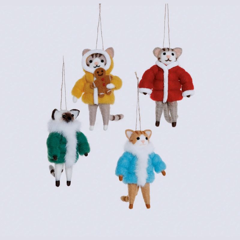 Bundled Up - Wool Cat Ornament