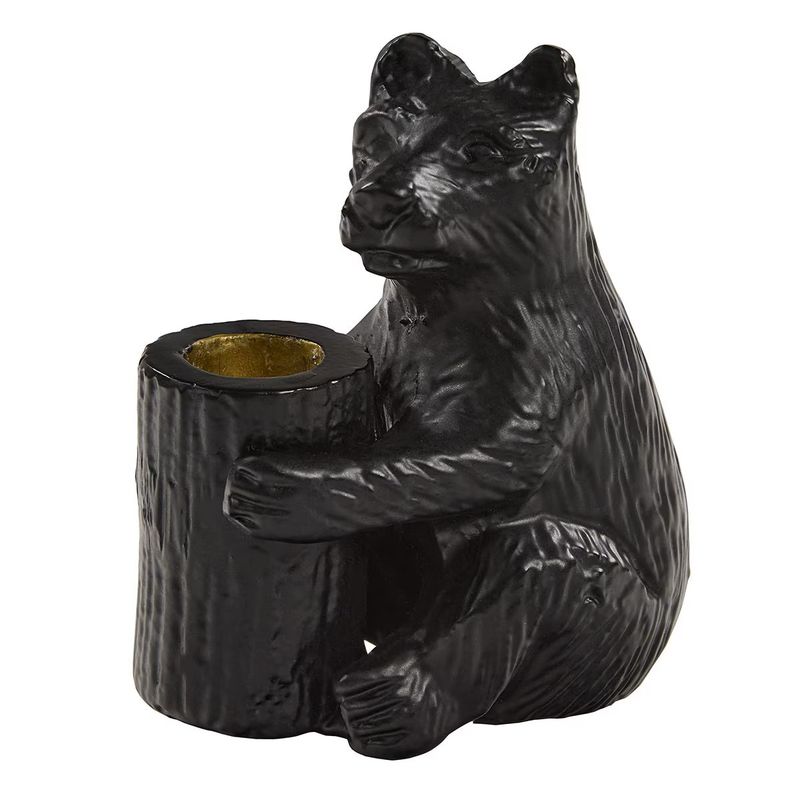 Black Bear Taper Candle Holder